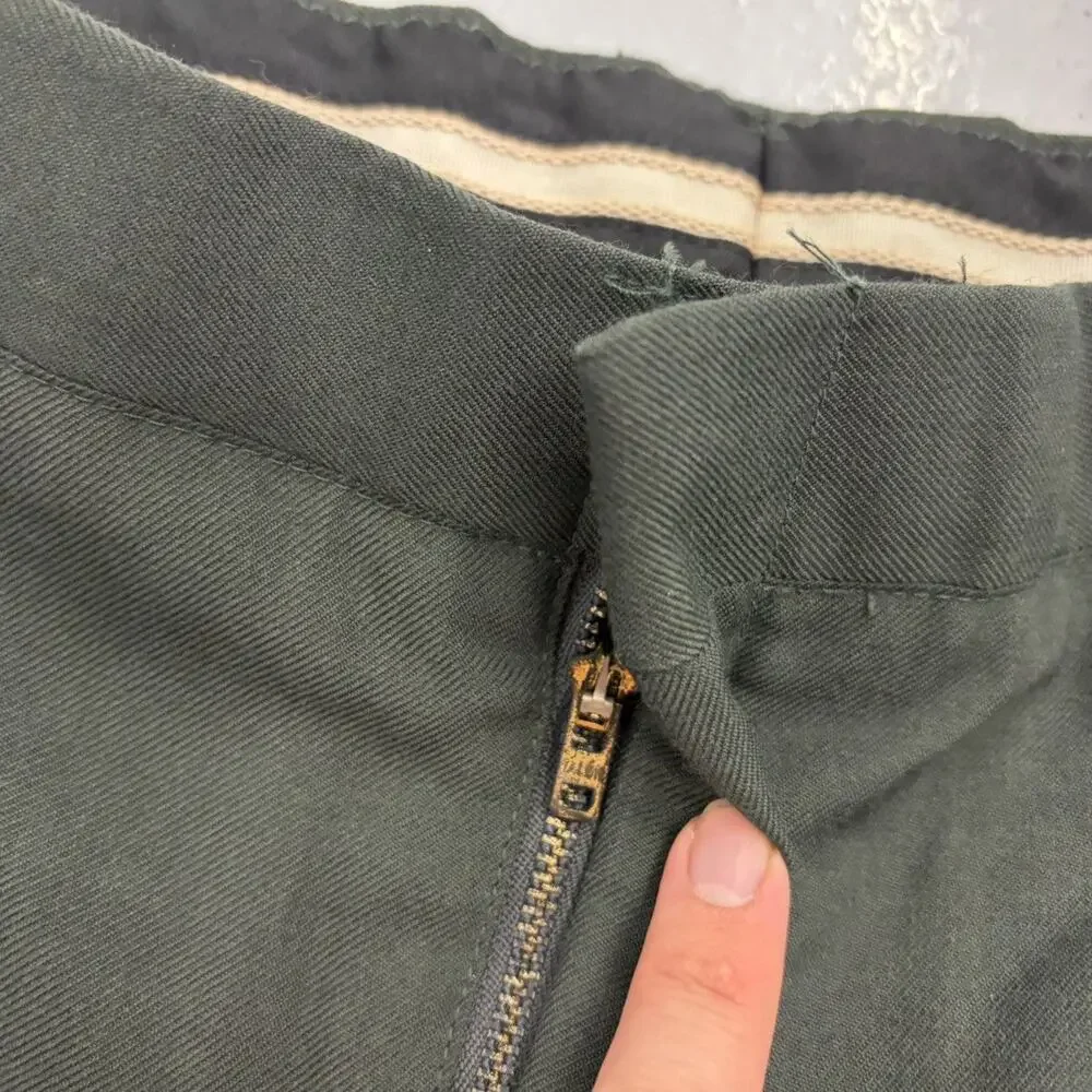 Vintage 60s Serge Army Green Wool Trousers 32x29